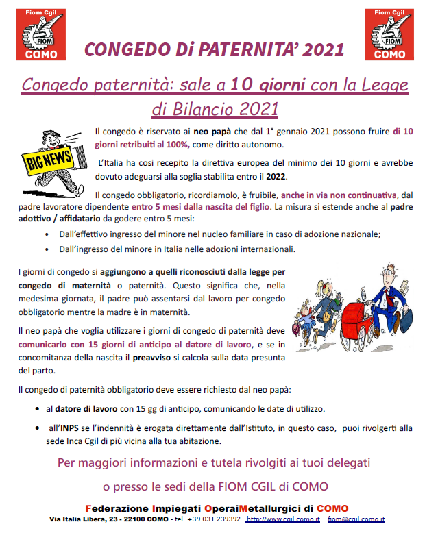 Fiom Cgil – Congedo Di Paternita' 2021 Congedo Paternità: Sale A 10 Giorni Con La Legge Di Bilancio 2021 – Cgil Como 794_x_639_png