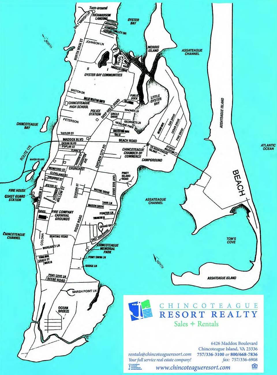Map Of Chincoteague Island Virginia