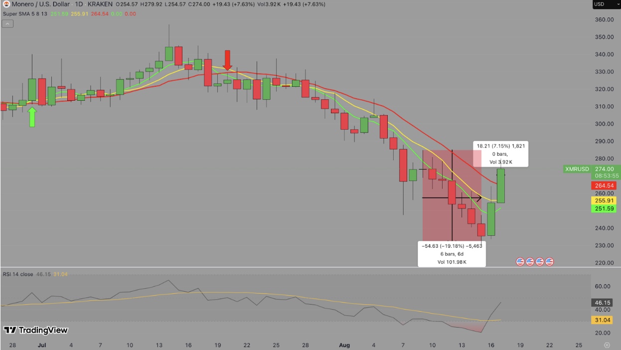 Monero (XMR) Price Forecast | TradingView XMRUSD 24H Chart