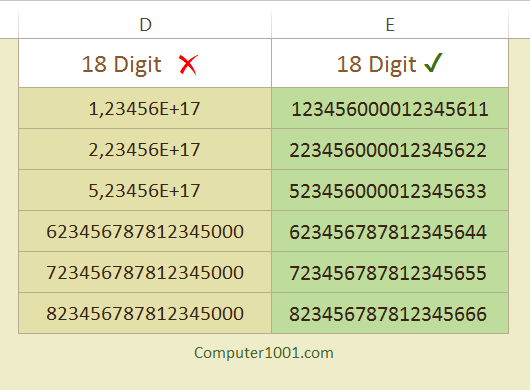 Copy Paste Angka Panjang ke Excel agar Tidak Berubah ke 1,23E+18 – Computer  1001