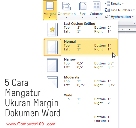 Cara Mengatur Ukuran Margin Berbagai Jenis Halaman Dokumen Word – Computer  1001