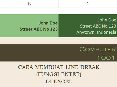 Cara Membuat Line Break (Fungsi Enter) di Excel – Computer 1001