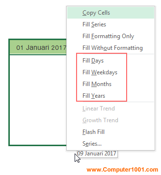 Membuat Daftar Urut Tanggal, Bulan, dan Tahun Otomatis di Excel – Computer  1001