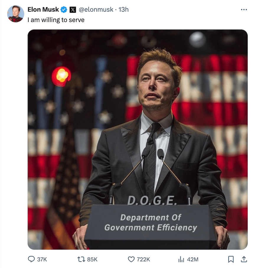Tweet d'Elon Musk