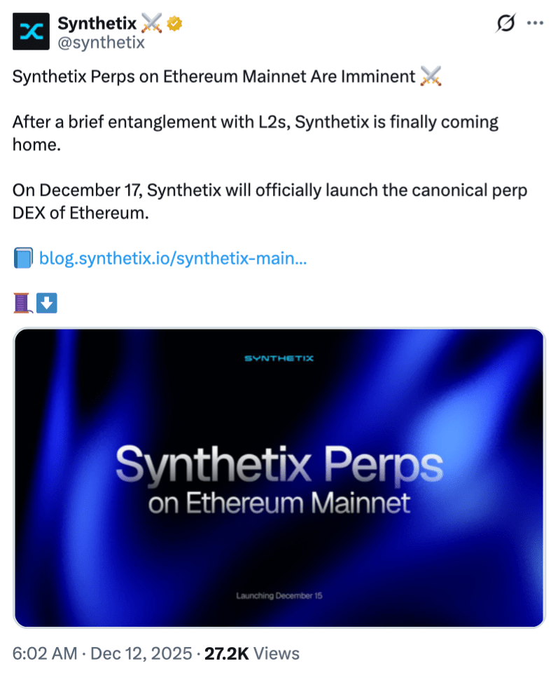 Tweet Synthétix