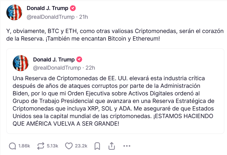 XRP, Sun et Adas explosent après l'annonce de Trump XRP, Sun et Adas explosent après l'annonce de Trump