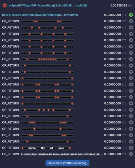 Ils utilisent Bitcoin pour intégrer 10 000 OP_return dans une transaction Ils utilisent Bitcoin pour intégrer 10 000 OP_return dans une transaction
