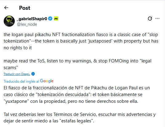 Capture d'un tweet concernant le partage de la carte Pokémon.