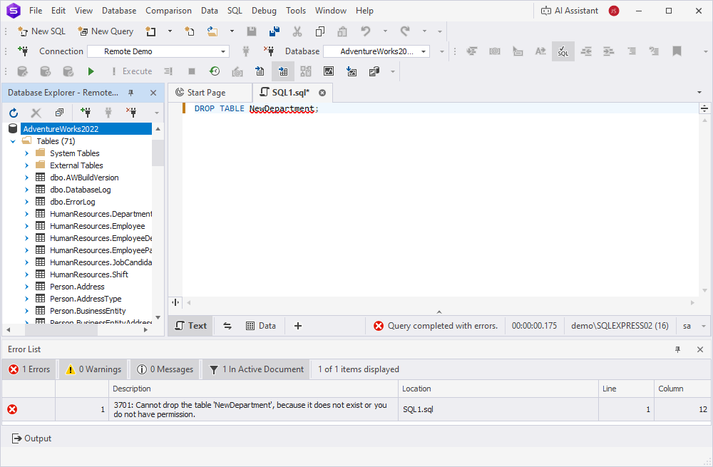 Dropping a Table IF EXISTS in SQL Server - Devart