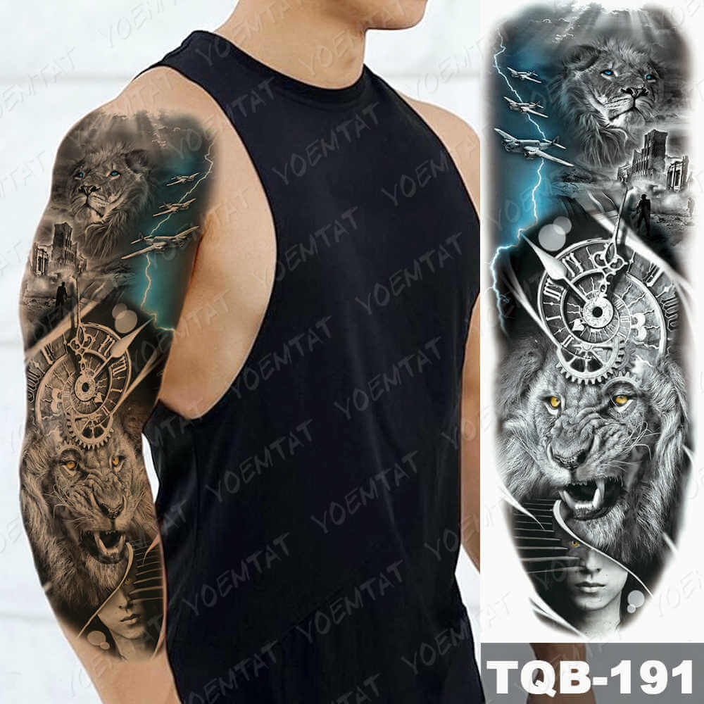 Acquistare Grande Braccio Manica Tatuaggio Pistola Rosa Leone Impermeabile Tatto Temporaneo Adesivo Orologio Fiore Vita Gamba Corpo Arte Full Falso Tatoo Donne Economico | Consegna Veloce E Qualità | It.dhgate 1000_x_1000_jpg