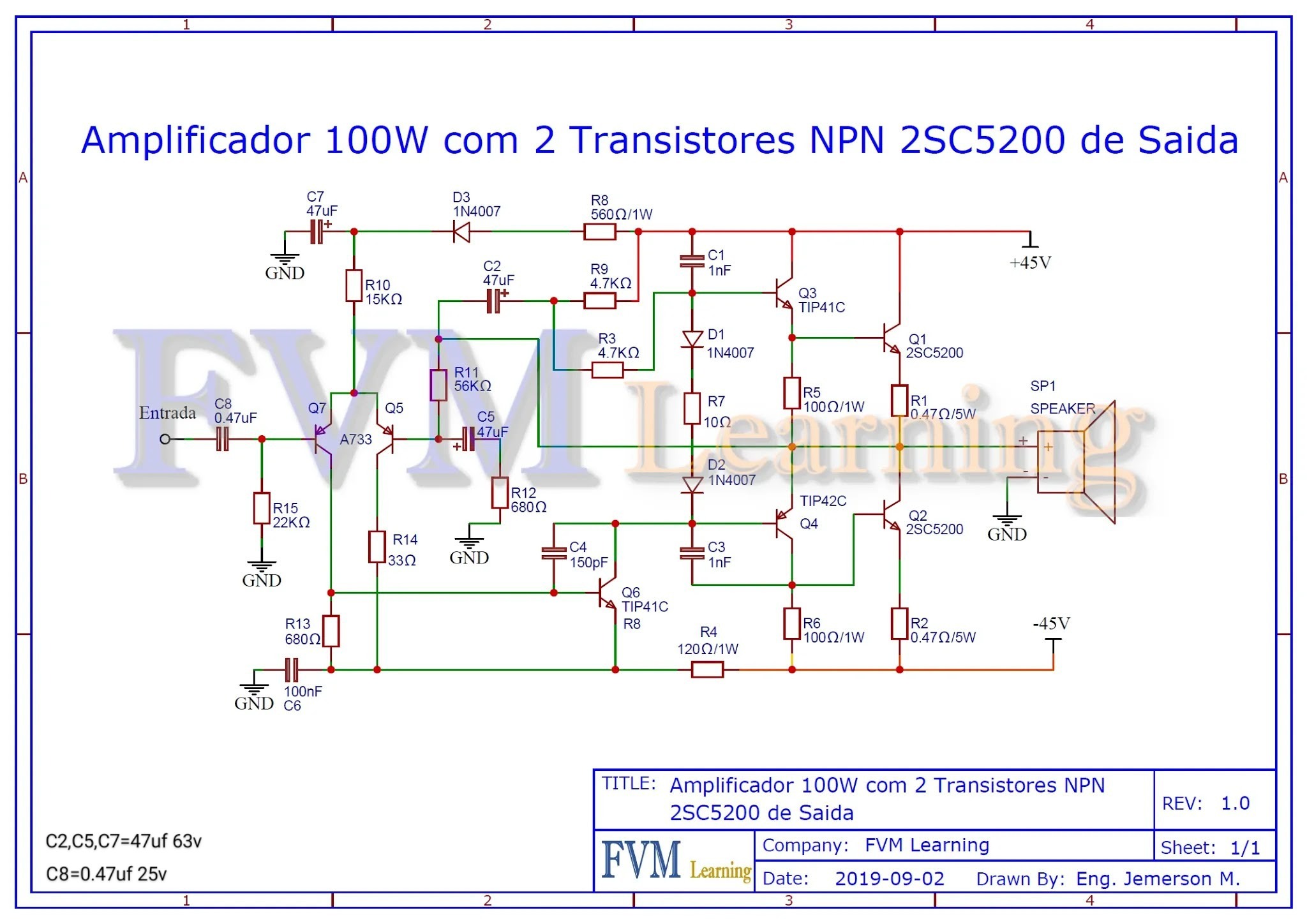 Circuit Diagram Of Class Ab Amplifier Circuit Diagram