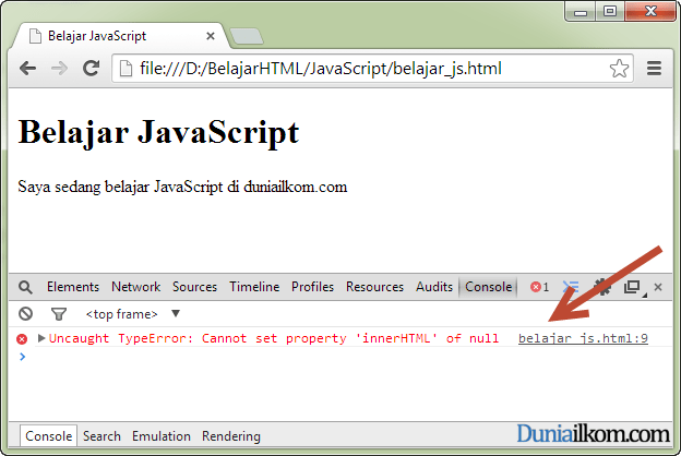 Posisi Terbaik Meletakkan kode JavaScipt di dalam HTML | Duniailkom