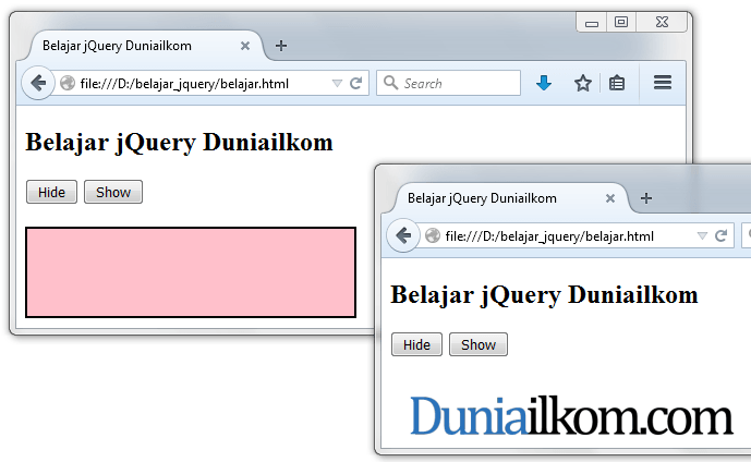 Cara Membuat Efek Show dan Hide jQuery | Duniailkom
