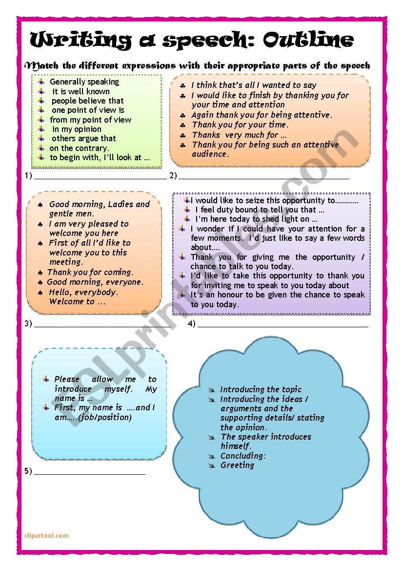 How to write a speech ESL worksheet by chebbiaida26 jpg (826x1169)