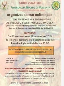 FEDERCACCIA LOMBARDIA. I CORSI AUTUNNALI A CURA DEL NUCLEO DI MAGENTA