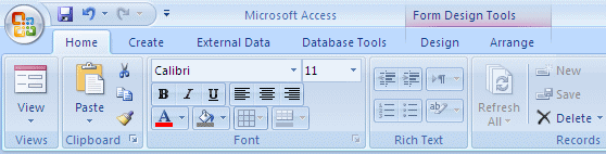 Microsoft Access Interface: The Ribbon