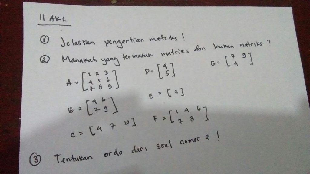 latihan 1 Matriks | Visi Pendidikan Generasi Emas 2045