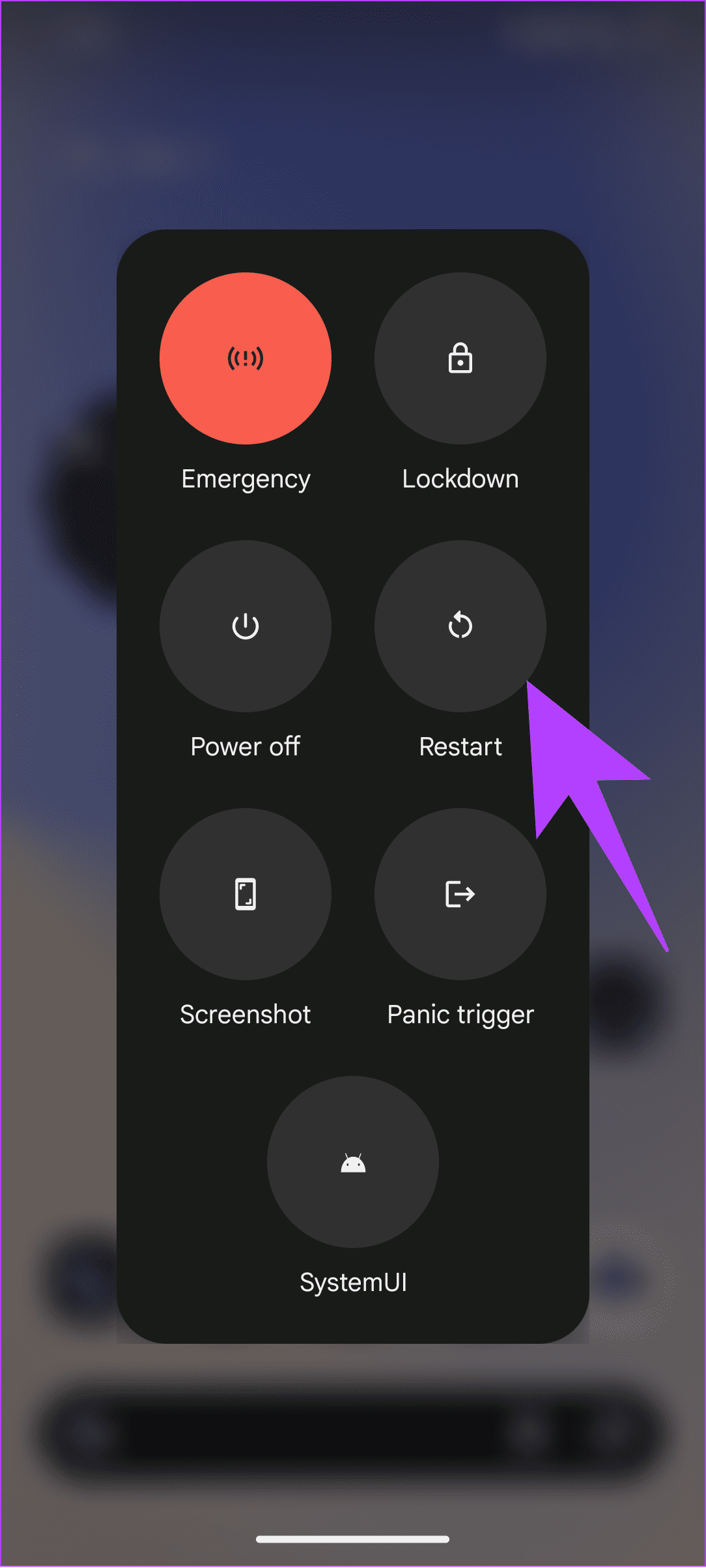Tap Restart to Restart Android