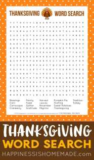 Thanksgiving Word Search Printable Happiness Is Homemade