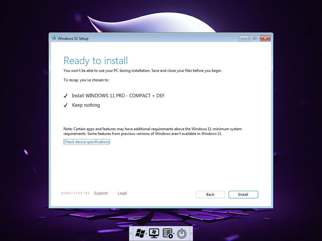 Ready to install Windows 11 Compact with Defender min
