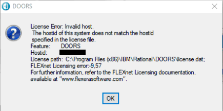 License Error: Invalid host. The host id of this system does not match the host  id specified in the license file.