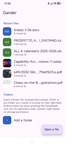 Gander apre file e documenti su Android senza bisogno di alcun permesso Gander apre file e documenti su Android senza bisogno di alcun permesso
