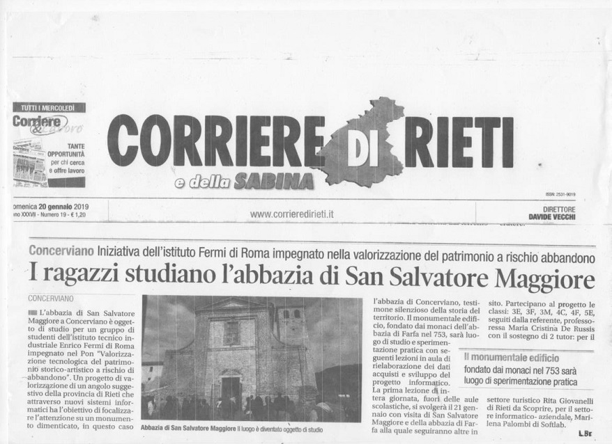 Il Progetto Pon Alternanza Del Fermi Sul "Corriere Di Rieti" E Sul "Giornale Di Rieti" | Itis Enrico Fermi 638_x_878_jpg