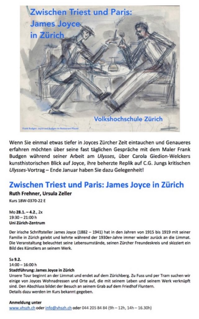 Past Events Zurich James Joyce Foundation