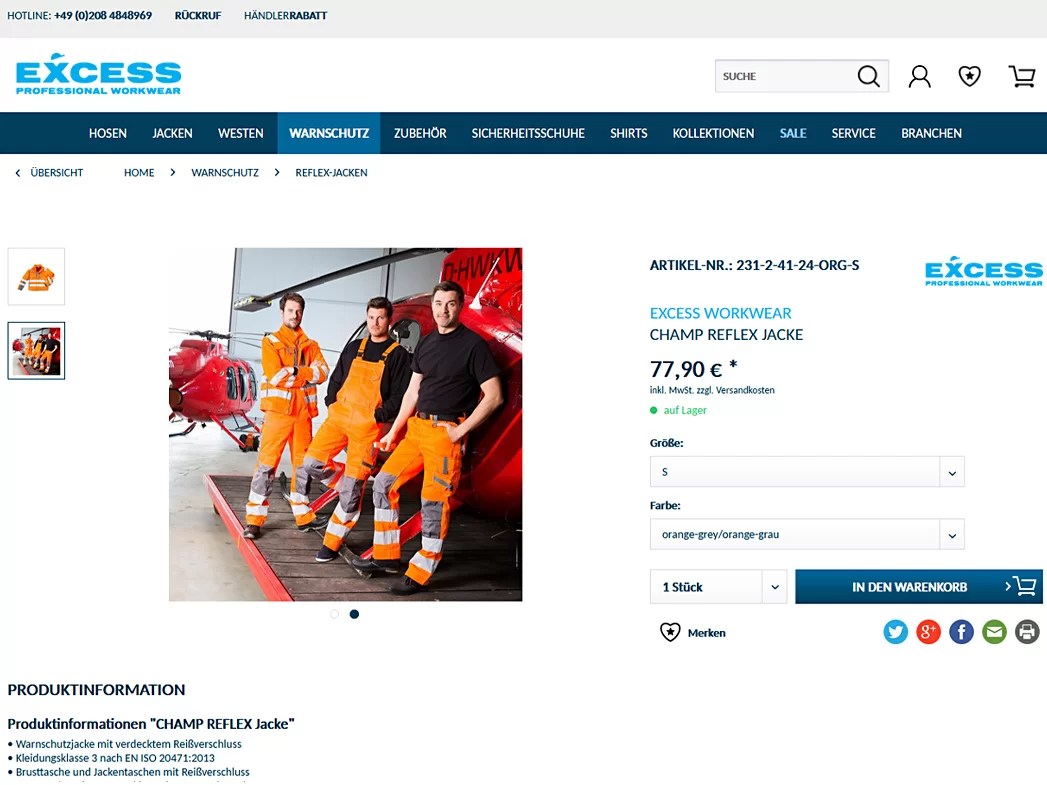 E Commerce Im Textilfachhandel Integrierter Online Shop Und Online Marketing Fur Das Mulheimer Label Excess Workwear Keybits