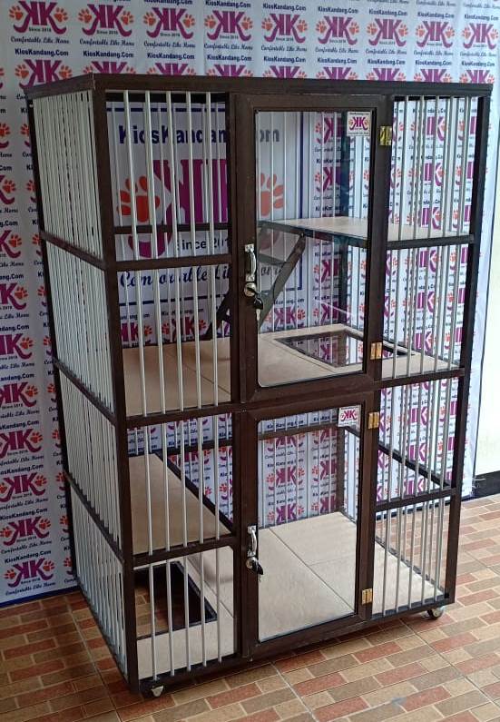 Kandang Kucing Alumunium Tipe KKC-02L (Hitam) – KiosKandang.Com