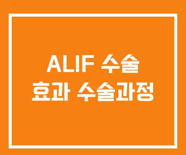 ALIF 수술 효과 수술과정 ALIF 수술 효과 수술과정
