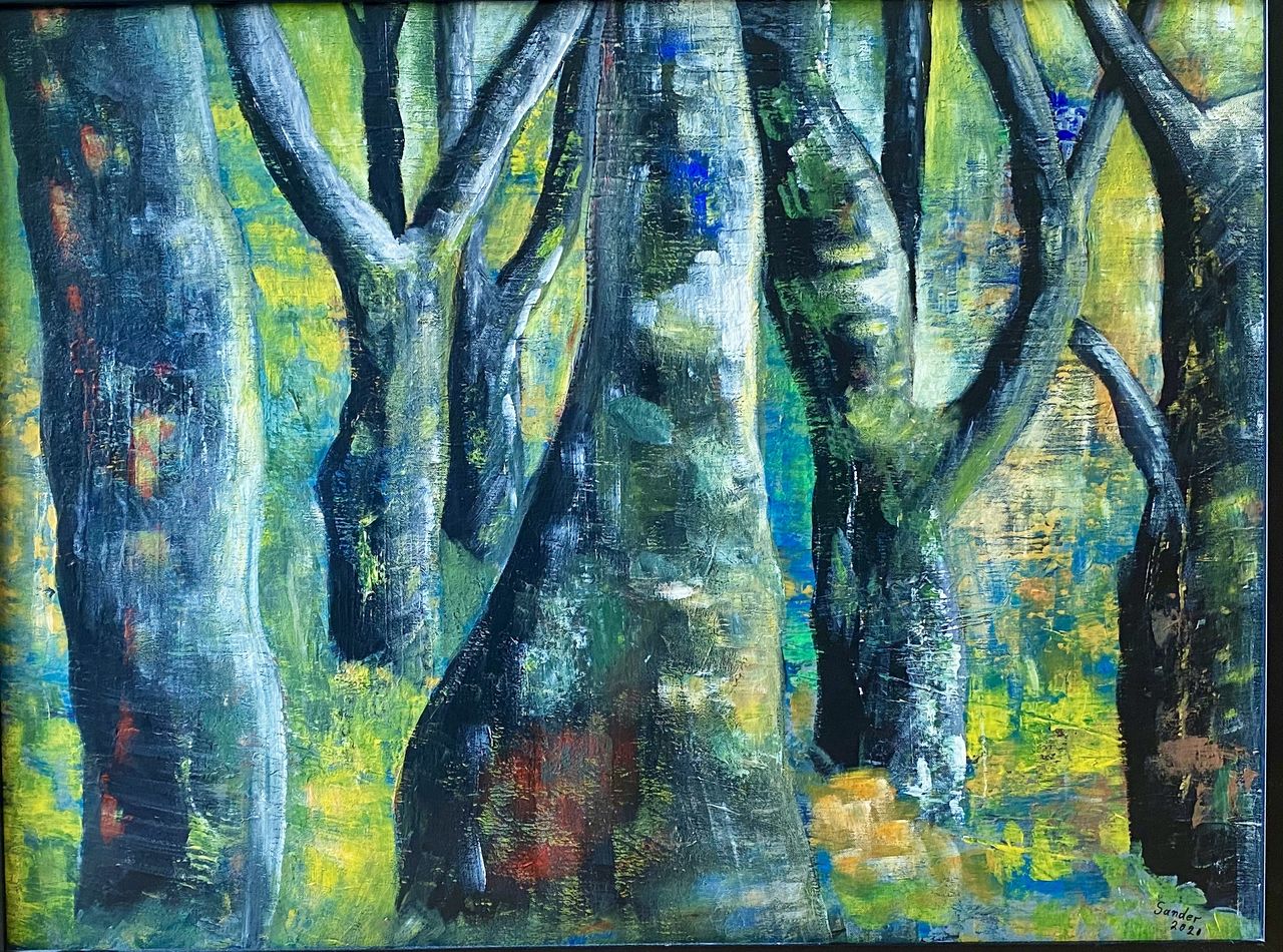 Wald Acrylmalerei Wald Baum Malerei Von Ingrid Sander Bei Kunstnet