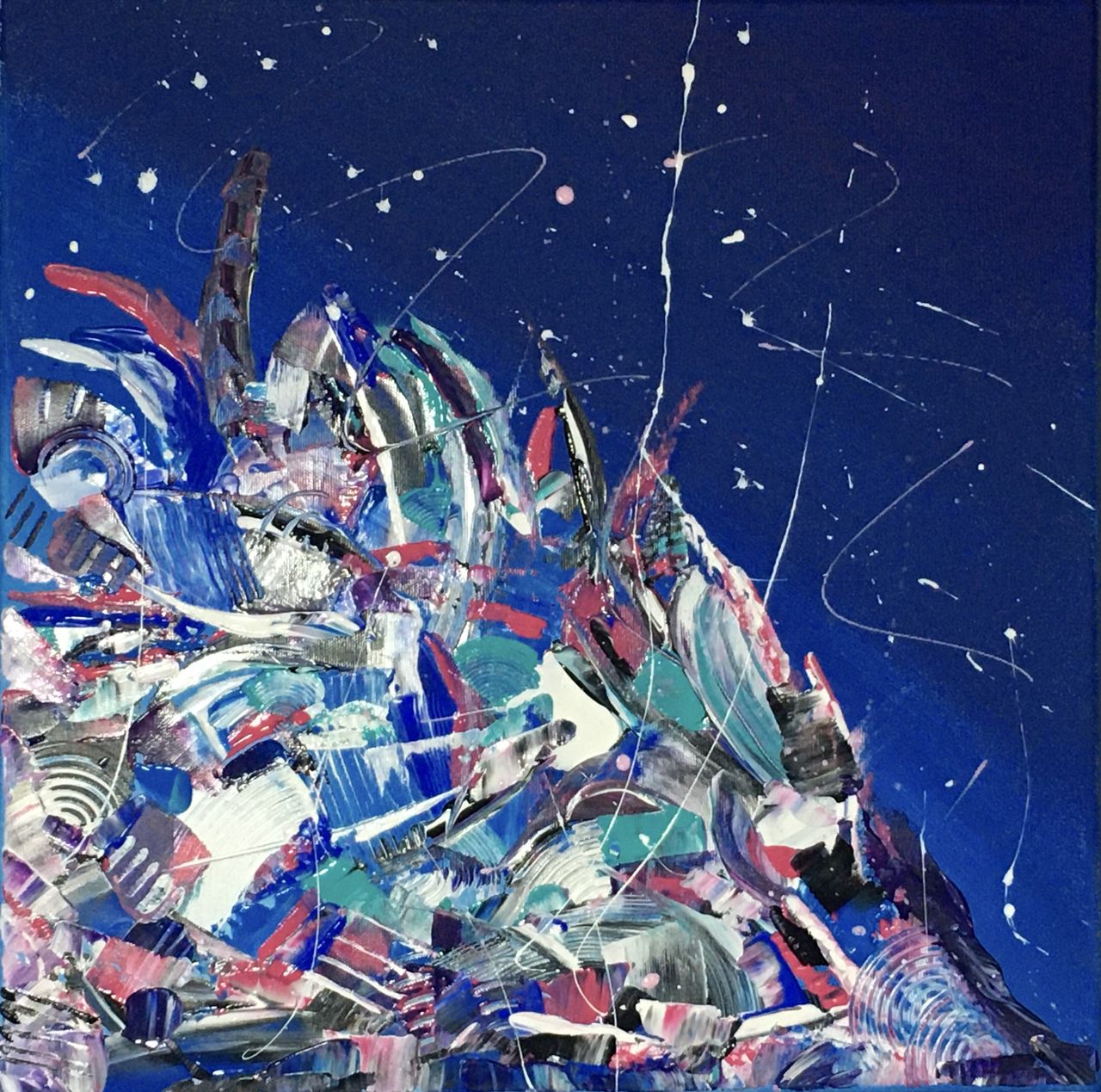 Einfach Leben Abstrakte Malerei Bunt Abstrakt Spachteltechnik Blau Von Sabine Berthaler Bei Kunstnet