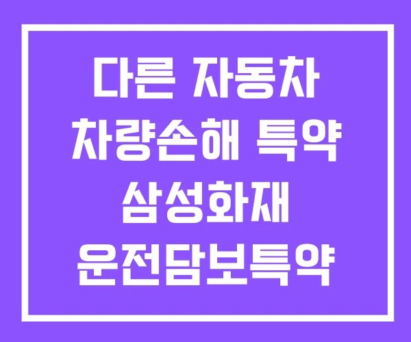다른 자동차 차량손해 특약 삼성화재 운전담보특약 다른 자동차 차량손해 특약 삼성화재 운전담보특약