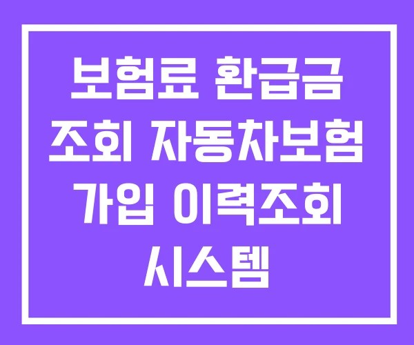 보험료 환급금 조회 자동차보험 가입 이력조회 시스템 보험료 환급금 조회 자동차보험 가입 이력조회 시스템