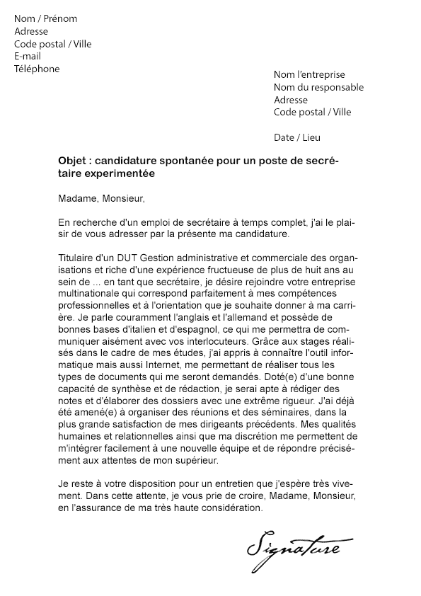 Exemple Lettre De Motivation Stage Secrétaire Médicale – Novo Exemplo
