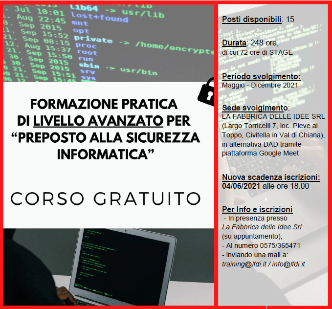 Riapertura Iscrizioni_Corso Gratuito Di Formazione Pratica Di Livello Avanzato Per Preposto Alla Sicurezza Informatica 632_x_679_png
