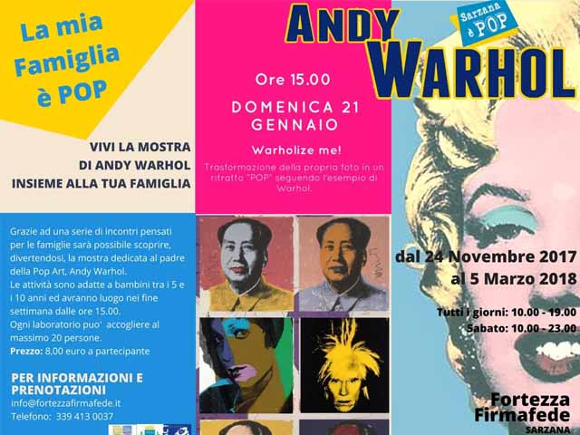 Sarzana - "La Mia Famiglia È Pop" Visite E Laboratori Per Famiglie Alla Mostra Di Andy Warhol - Liguria Oggi 480_x_640_jpg
