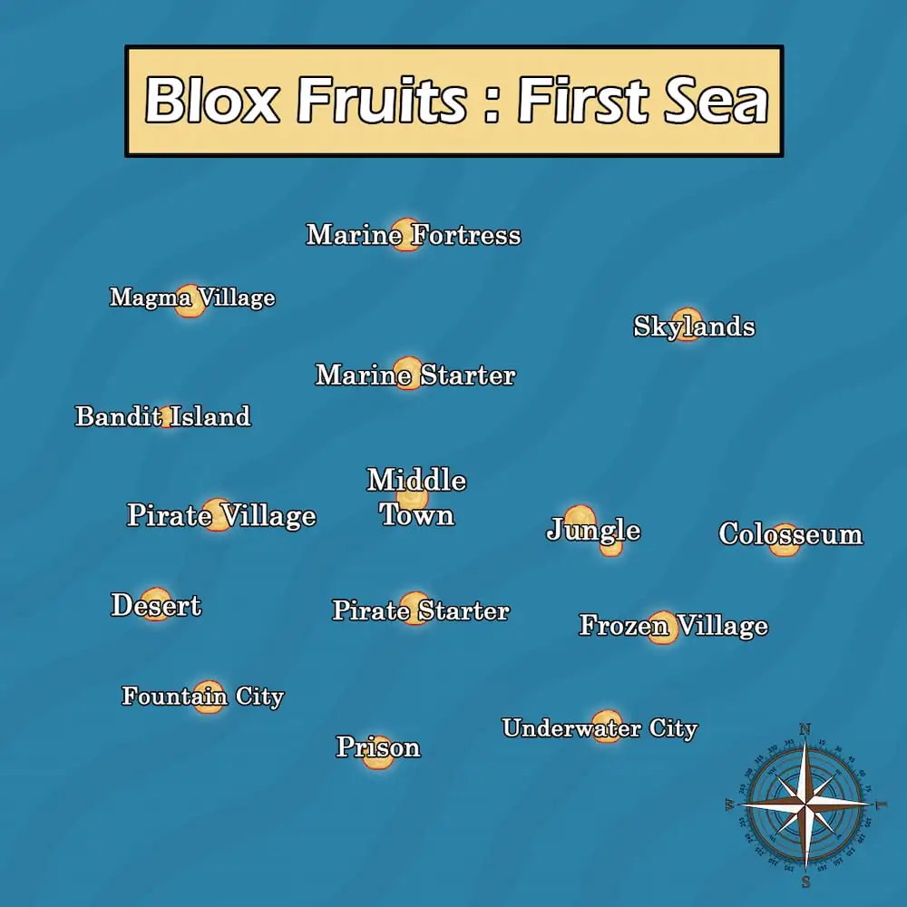 Blox Fruits Map - Islands, Locations & Level Requirements (Guide) Blox fruits map 1