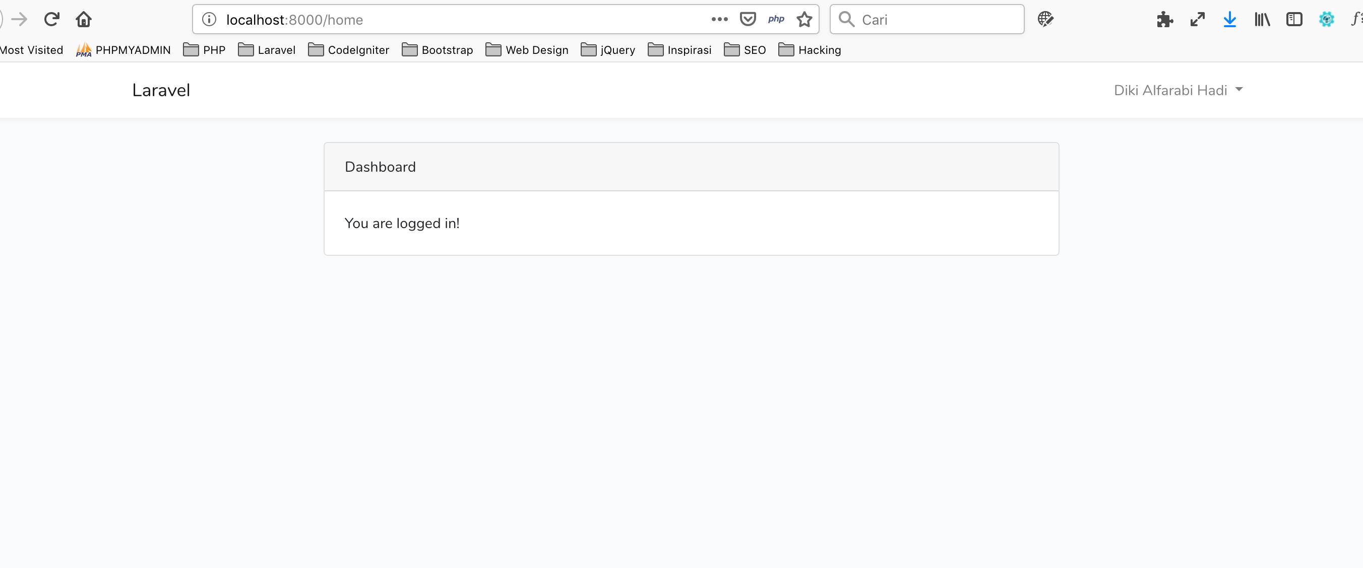 halaman dashboard user admin laravel - Malas Ngoding