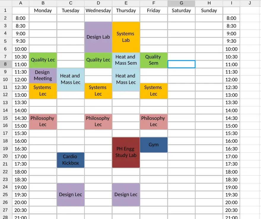 Comment faire un planning semaine sur Excel