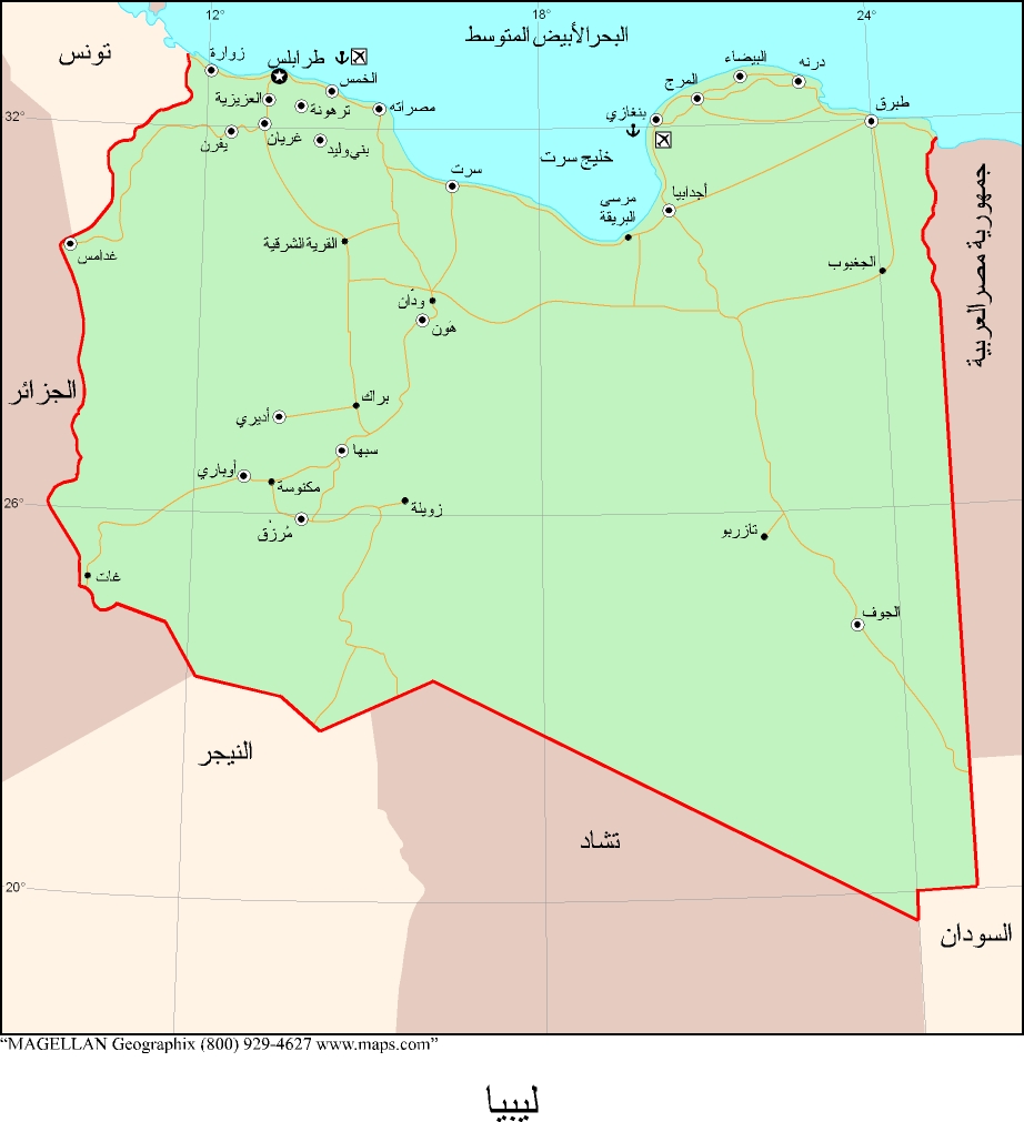 خريطه ليبيا