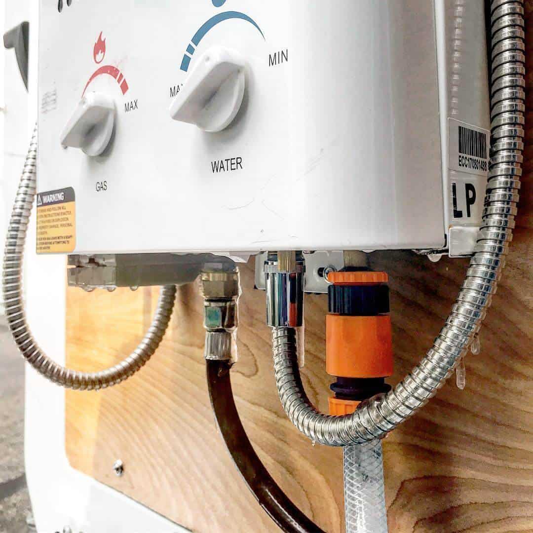 Propane tankless water heater for camper