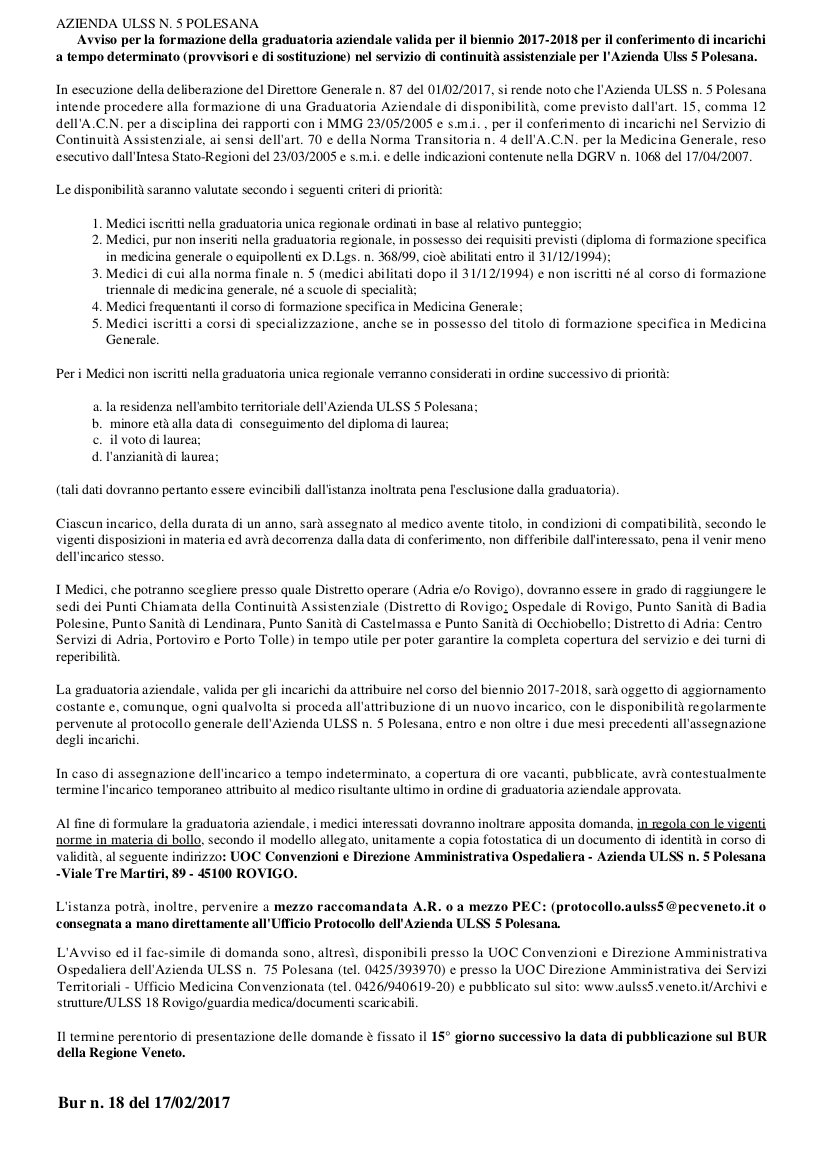 Aulss 5 Polesana - Avviso Formazione Graduatoria Incarichi C.a. 1169_x_826_jpg