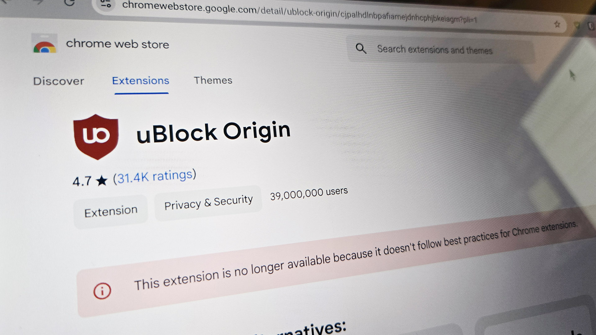 The last lifeline for uBlock Origin in Chrome is almost gone for good