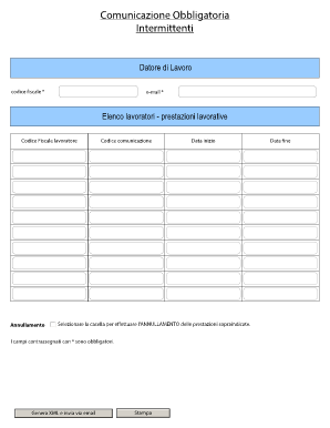 Fillable Online Uni-Intermittente - Cliclavoro Fax Email Print - Pdffiller