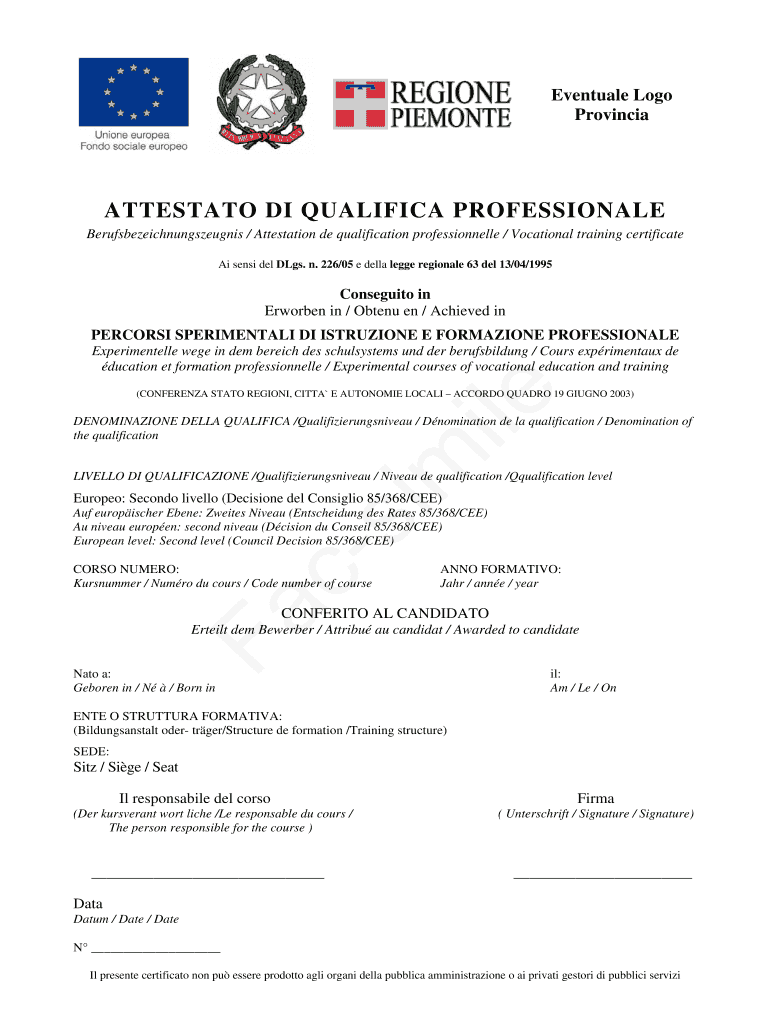 Fillable Online Attestato Di Qualifica Professionale - Regione Piemonte Fax Email Print - Pdffiller 1024_x_770_png