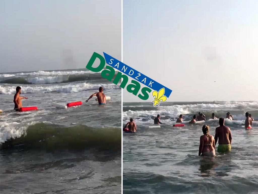 (VIDEO)Novo spasavanje na Velikoj plaži u Ulcinju: Posjetioci formirali ljudski lanac i izvukli ženu iz mora