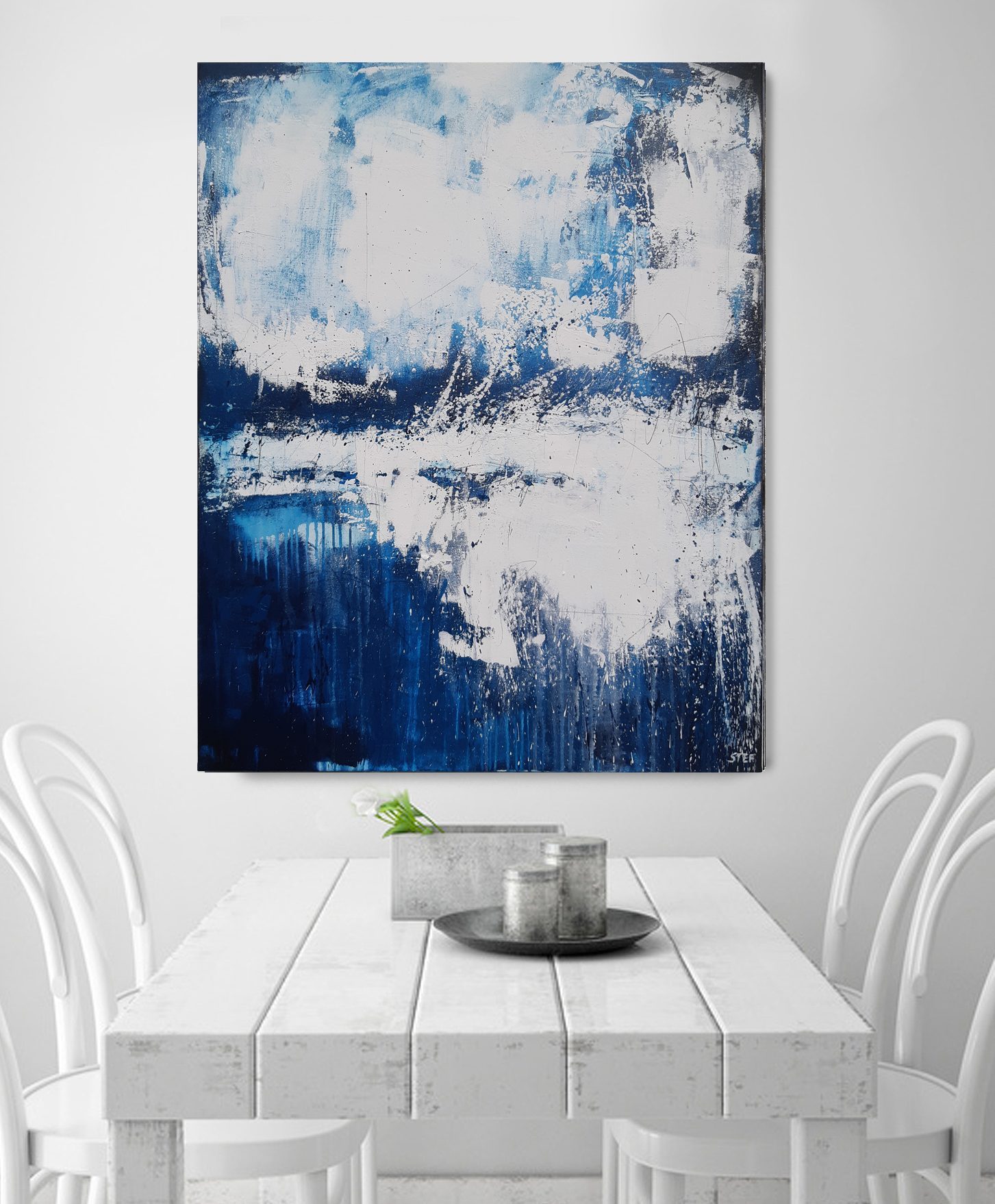 Springflut Abstrakte Kunst In Weiss Blau Atelier Stefanie Rogge