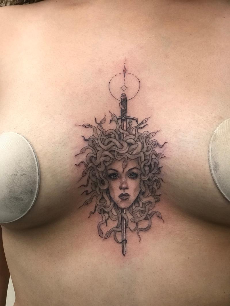 Medusa Sternum Tattoo By Mully: Tattoonow 1067_x_800_jpg